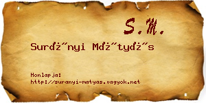 Surányi Mátyás névjegykártya